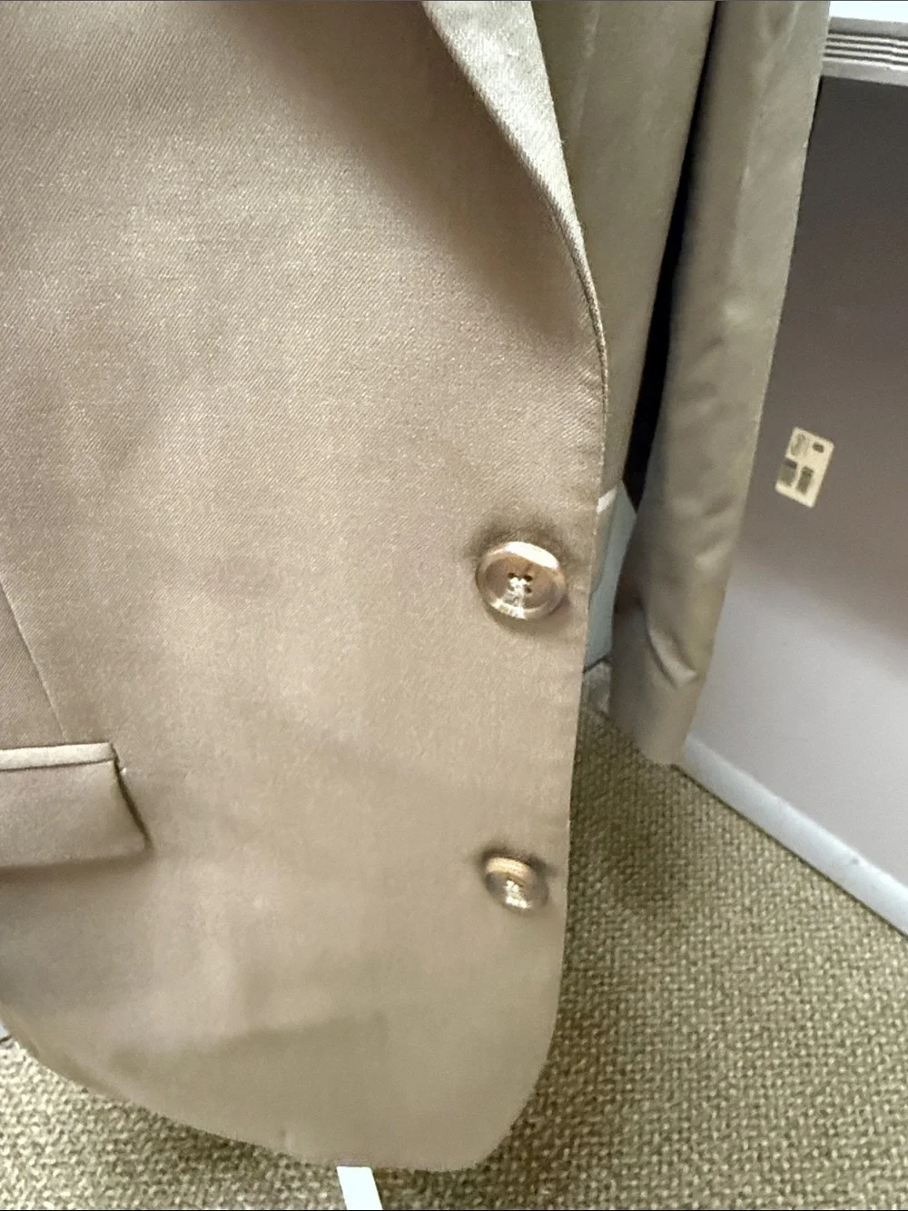 Vtg Lauren Ralph Lauren 100% Wool Taupe Sport Coat Blazer 46R Made in Canada